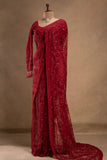 Designer Faux Georgette Saree With Embroidery And Sequins Work
