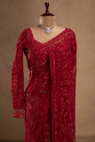 Designer Faux Georgette Saree With Embroidery And Sequins Work