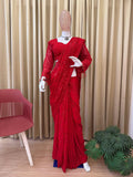 Designer Faux Georgette Saree With Embroidery And Sequins Work