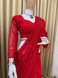 Designer Faux Georgette Saree With Embroidery And Sequins Work