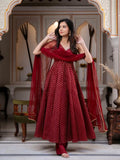 Latest Designer Anarkali Suit With Beautiful Chanderi Jacquard Butti Fabric