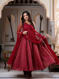 Latest Designer Anarkali Suit With Beautiful Chanderi Jacquard Butti Fabric