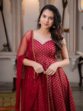 Latest Designer Anarkali Suit With Beautiful Chanderi Jacquard Butti Fabric