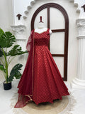 Latest Designer Anarkali Suit With Beautiful Chanderi Jacquard Butti Fabric
