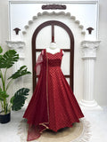 Latest Designer Anarkali Suit With Beautiful Chanderi Jacquard Butti Fabric