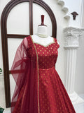 Latest Designer Anarkali Suit With Beautiful Chanderi Jacquard Butti Fabric