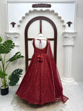 Latest Designer Anarkali Suit With Beautiful Chanderi Jacquard Butti Fabric