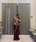 New Super Trending Embroidery Sequence work ready to wear saree with full koti