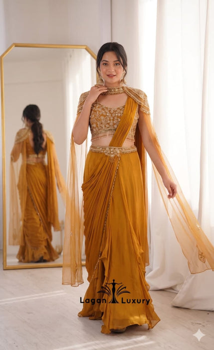 Rangoli fabric with  Banglori With Embroidery sequence work full stitched Lehenga Choli