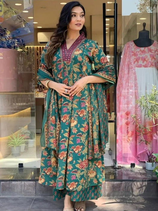 Latest Designer  Premium Cotton Blend  Top Bottom And Dupatta