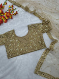 Designer Premium Butterfly Soft Net Real Mirror Work Saree