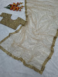 Designer Premium Butterfly Soft Net Real Mirror Work Saree