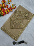 Designer Premium Butterfly Soft Net Real Mirror Work Saree
