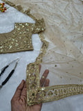 Designer Premium Butterfly Soft Net Real Mirror Work Saree