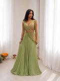 Designer Party Wear  Heavy Chinon Silk  Premium Blouse With Lehega