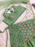 Designer Party Wear  Heavy Chinon Silk  Premium Blouse With Lehega