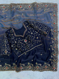 Fendy Satin in shaded fab with Beautiful Sequins and Diamond work Saree