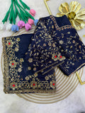 Fendy Satin in shaded fab with Beautiful Sequins and Diamond work Saree