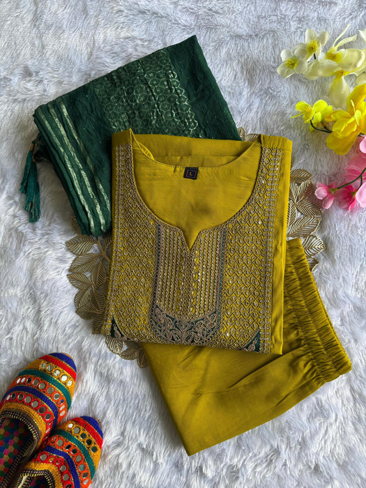 Roman Silk with Beautiful Embroidery With Sequence Work Salwar Kameez