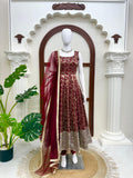 Chanderi Jacquard Butti with Thread Work With Sequence Salwar Kameez