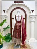 Chanderi Jacquard Butti with Thread Work With Sequence Salwar Kameez
