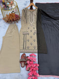 Designer Party Wear Look Heavy Faux Georgette Top Plazzo & Dupatta Set