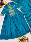 Chinnon Silk with Multi Thread Embroidery with Sequence Work Salwar Kameez