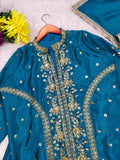 Chinnon Silk with Multi Thread Embroidery with Sequence Work Salwar Kameez