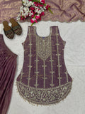 New Designer Party Wear Top  Sharara Plazzo And Dupatta With Heavy Fendy Silk Material