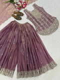 New Designer Party Wear Top  Sharara Plazzo And Dupatta With Heavy Fendy Silk Material
