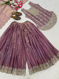 New Designer Party Wear Top  Sharara Plazzo And Dupatta With Heavy Fendy Silk Material