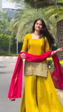 Designer Sharara Set With Beautiful Natural Crep Silk Fabric