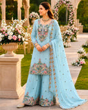 New Designer Party Wear Sharara Suit And Dupatta Set