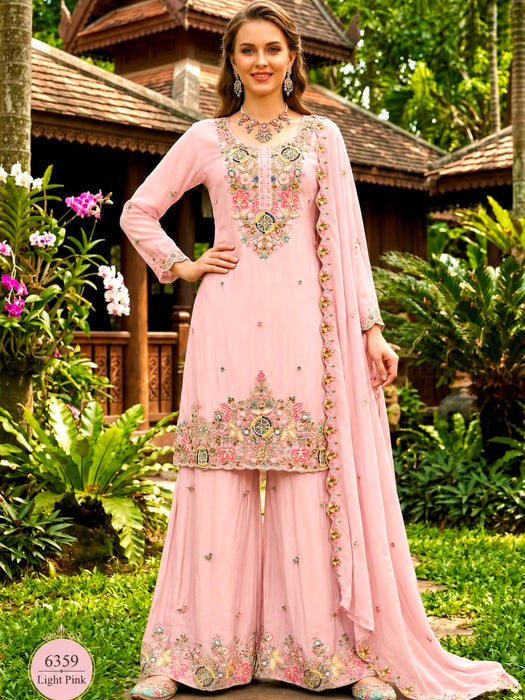 New Designer Party Wear Sharara Suit And Dupatta Set