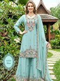 New Designer Party Wear Sharara Suit And Dupatta Set