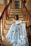 Premium Georgette with Digital Print Ready To Wear Stylish Ruffle Drape Lehenga Saree