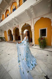 Premium Georgette with Digital Print Ready To Wear Stylish Ruffle Drape Lehenga Saree