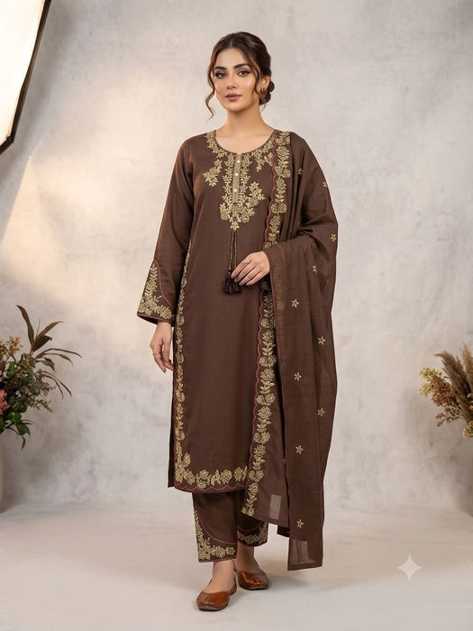 Latest Beautiful Roman Silk Plazzo Suit With Embroidery Work