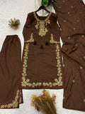 Latest Beautiful Roman Silk Plazzo Suit With Embroidery Work
