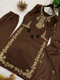Latest Beautiful Roman Silk Plazzo Suit With Embroidery Work