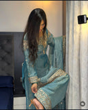 Reddy To Wear Design Trending Jimmy-Choo Silk Top Palazzo And Dupatta Set