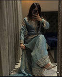 Reddy To Wear Design Trending Jimmy-Choo Silk Top Palazzo And Dupatta Set