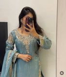 Reddy To Wear Design Trending Jimmy-Choo Silk Top Palazzo And Dupatta Set