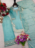 Reddy To Wear Design Trending Jimmy-Choo Silk Top Palazzo And Dupatta Set