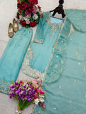 Reddy To Wear Design Trending Jimmy-Choo Silk Top Palazzo And Dupatta Set