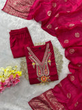 Roman Silk with Beautiful Embroidery With Sequence Work Salwar Kameez