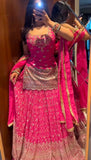 Latest Designer Chinon Silk With Heavy Sequence And Embroidery Work Top Lehenga And Dupatta Set