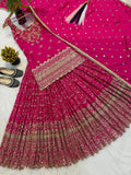 Latest Designer Chinon Silk With Heavy Sequence And Embroidery Work Top Lehenga And Dupatta Set
