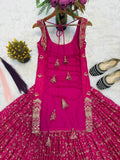 Latest Designer Chinon Silk With Heavy Sequence And Embroidery Work Top Lehenga And Dupatta Set