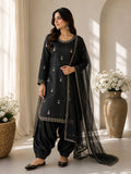 Designer Black Farshi Salwar Suit With Sequence And Embroidery Work